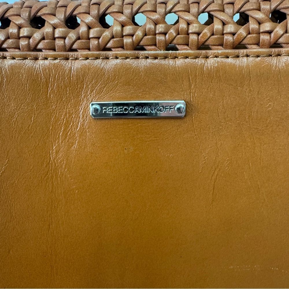 Rebecca Minkoff Skylar Woven Leather Crossbody Bag Tan - Picture 12 of 16